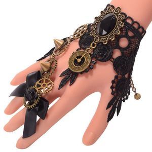 Steampunk Gears Bracelet | Wrist Cuff Bowknot Ring Gothic Fingerless Glove #773
